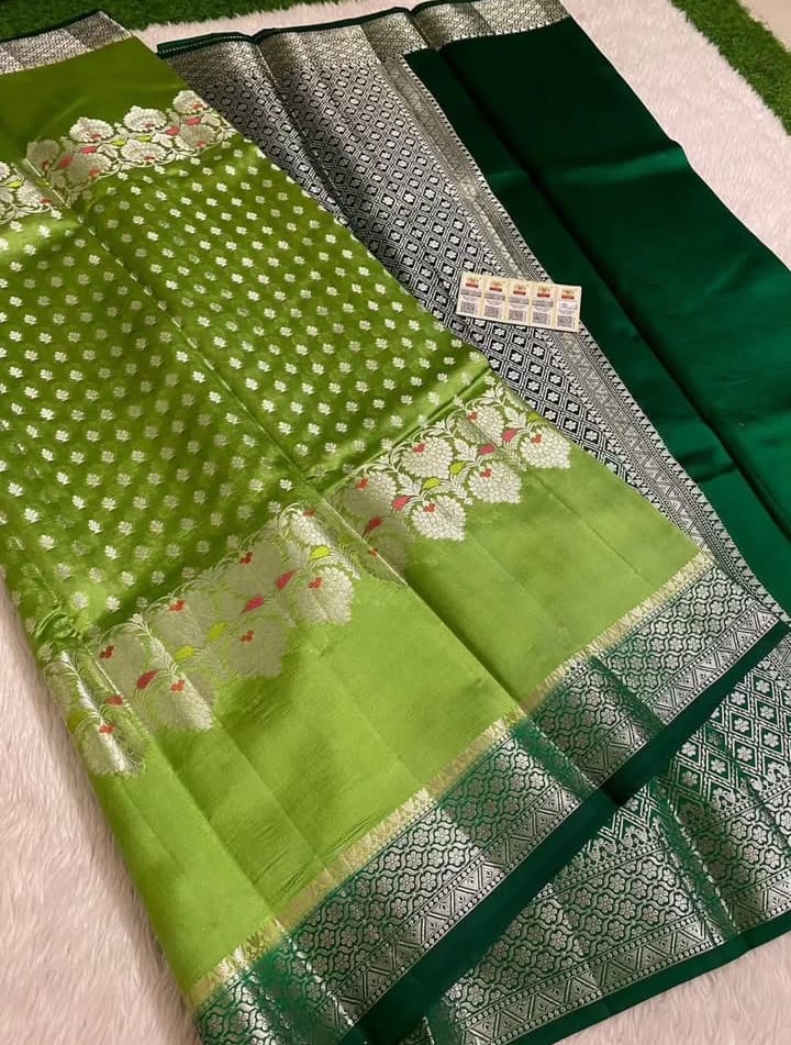Banarasi Viscose Silk Saree with Alfi Butta Weaving - BVSAFG2