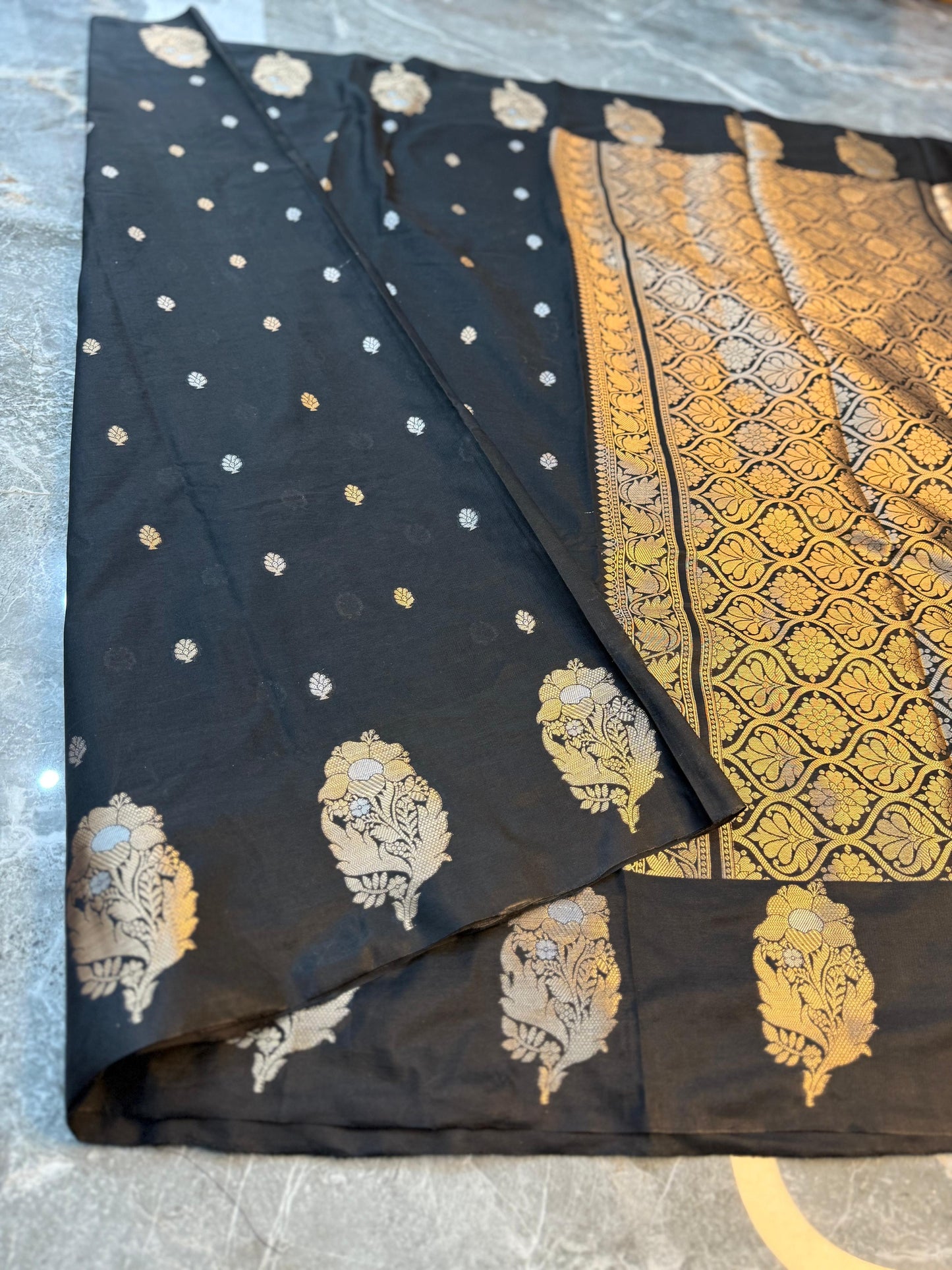 Banarasi Semi Katan Silk Saree with Sona Rupa Mina Buti - BSKSBK32