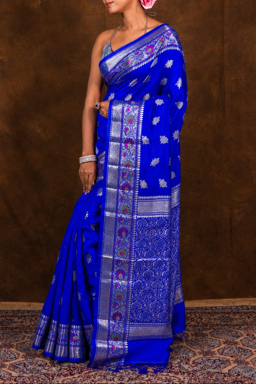 Banarasi Raw Mango Silk Saree with Mina Buta Design - BRMSMBB48