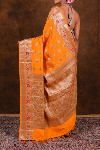 Banarasi Raw Mango Silk Saree with Mina Buta Design - BRMSMBO45