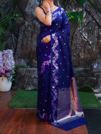 Premium Semi Katan Silk Saree - BSKSRB034