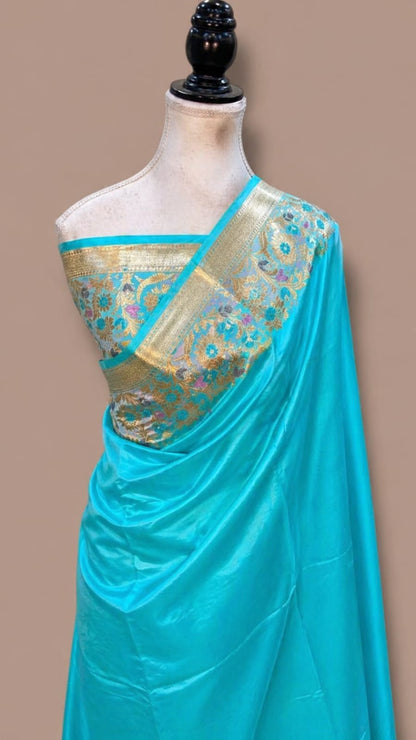 Banarasi Raw Mango Silk Saree with Floral Mina Border - BRMSLB103