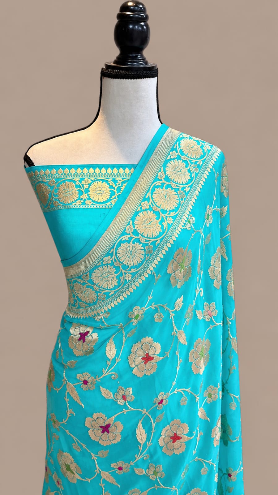 Banarasi Georgette Silk Saree with Silver Mina Jaal Weaving - BGSMJ051