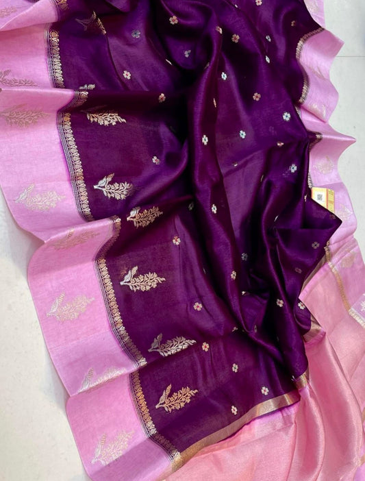 Royal Purple Banarasi Semi Katan Silk Saree - RPBSKS17