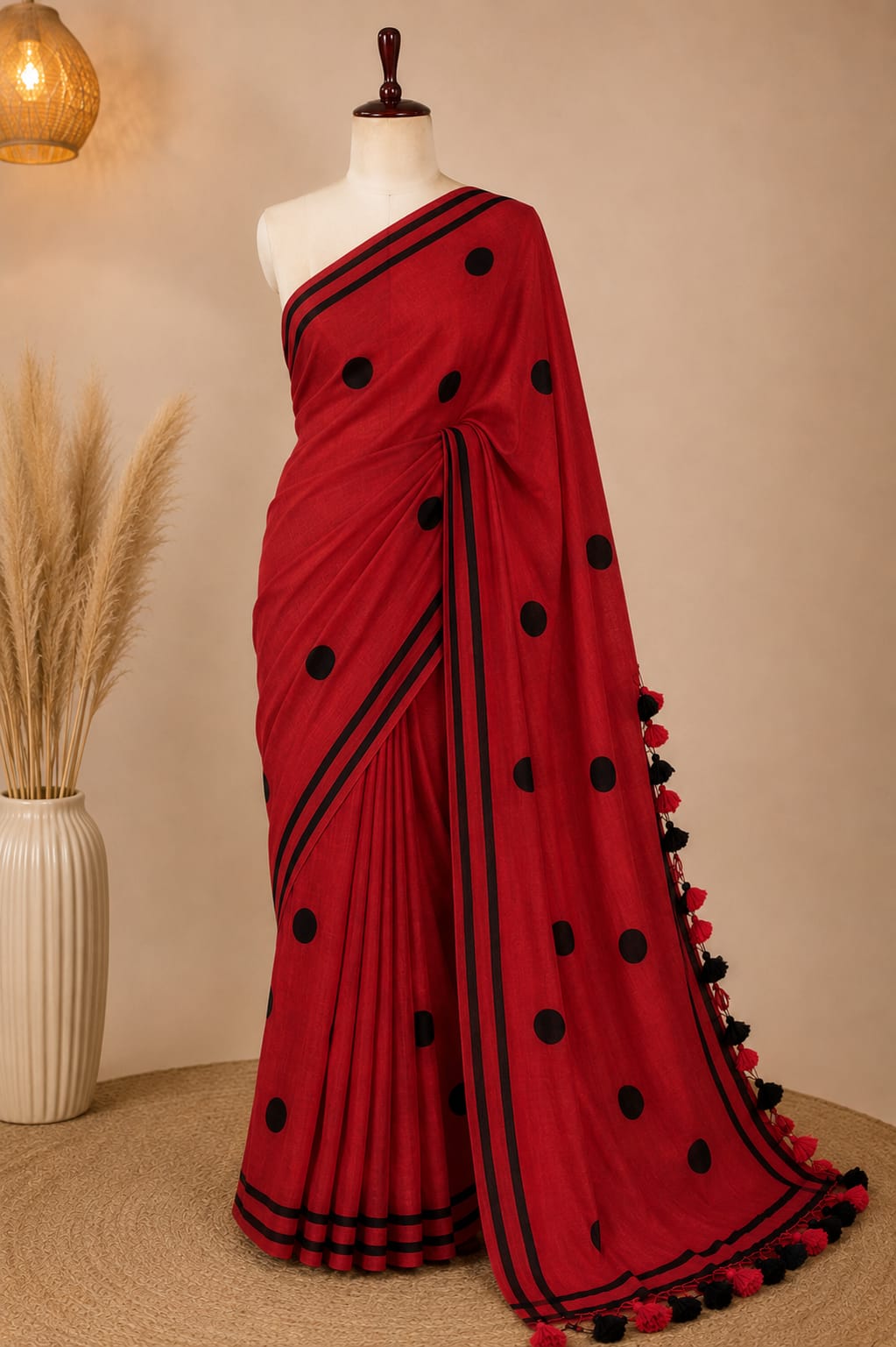 Pure Mulmul Polka Dots Saree | Handwoven | MPD006