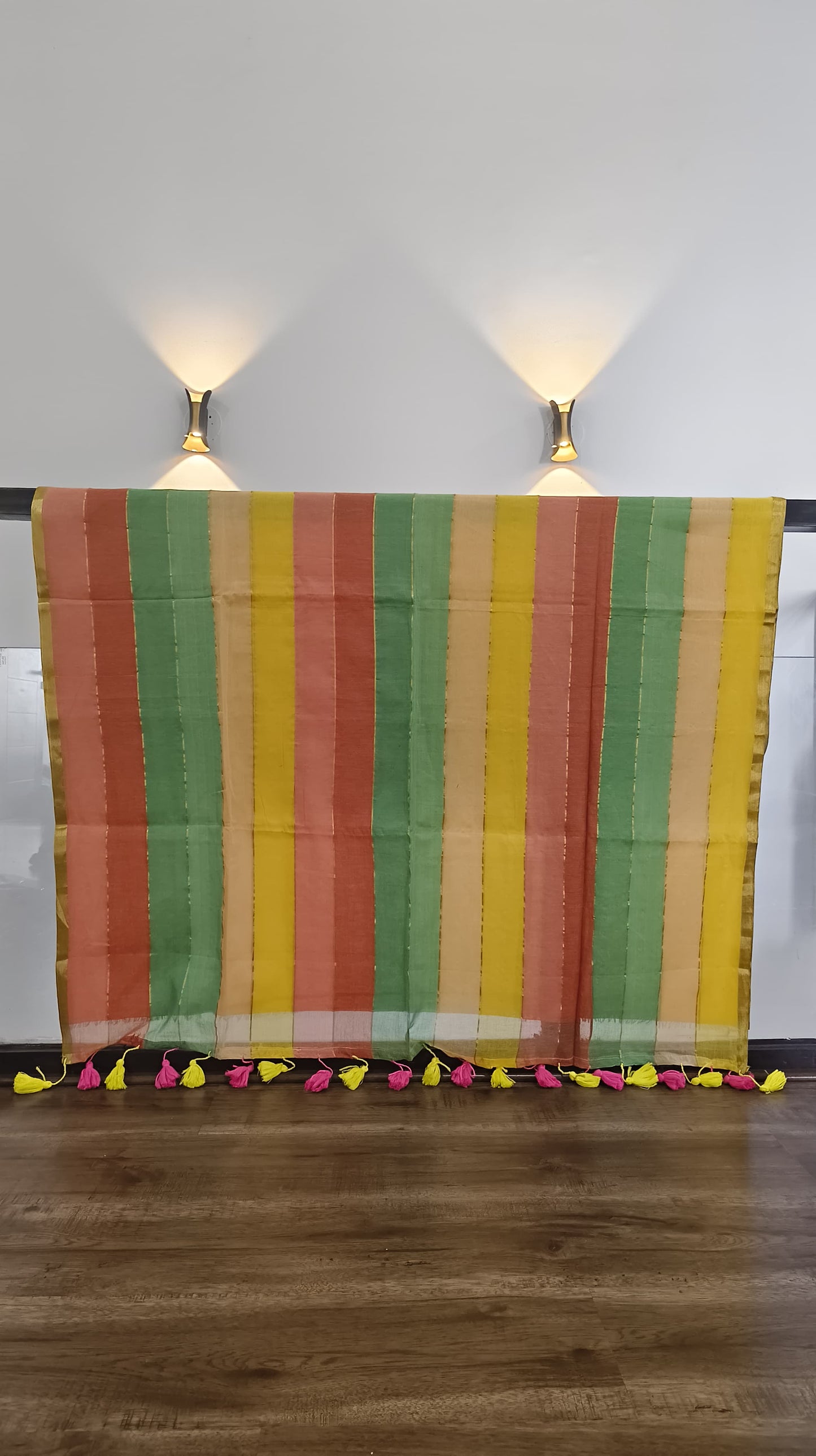 Mulmul Cotton Multicolor Stripes Saree - MCMCLRS21