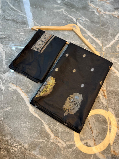 Banarasi Semi Katan Silk Saree with Sona Rupa Mina Buti - BSKSBK32