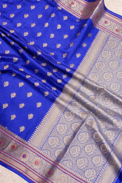 Royal Blue Banarasi Semi Katan Silk Saree - BSKRBG024