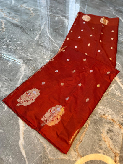 Banarasi Semi Katan Silk Saree with Sona Rupa Mina Buti - BSKSMN34