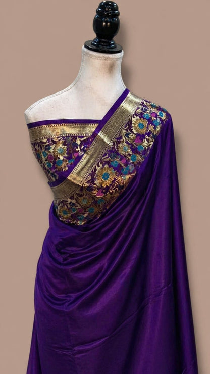 Banarasi Raw Mango Silk Saree with Floral Mina Border - BRMSPE111