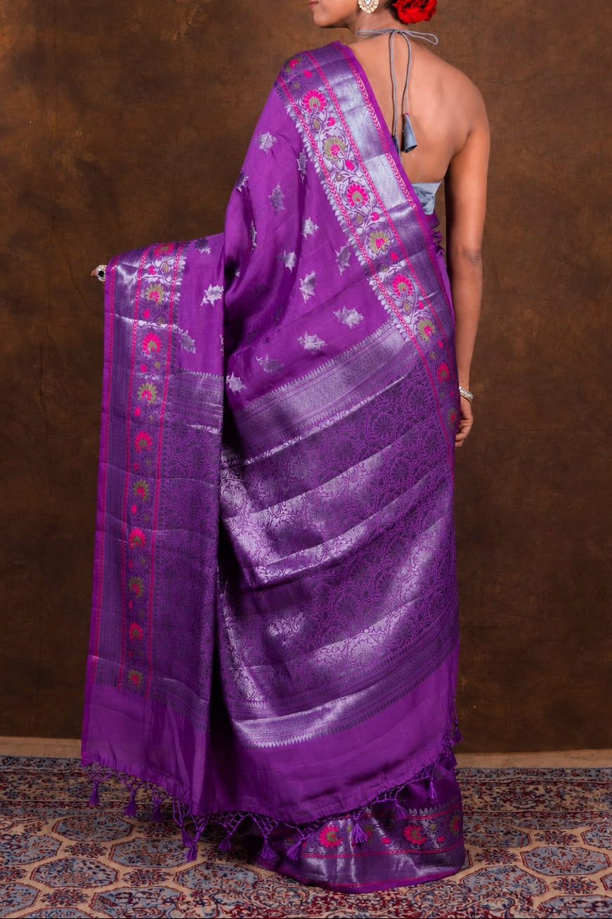 Banarasi Raw Mango Silk Saree with Mina Buta Design - BRMSMBP52