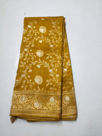 Luxury Banarasi Semi Katan Silk Saree with Intricate Jaal Weaving - BSKSJWMY04