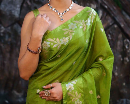 Premium Semi Katan Silk Saree - BSKSGN033