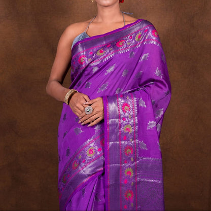 Banarasi Raw Mango Silk Saree with Mina Buta Design - BRMSMBP52