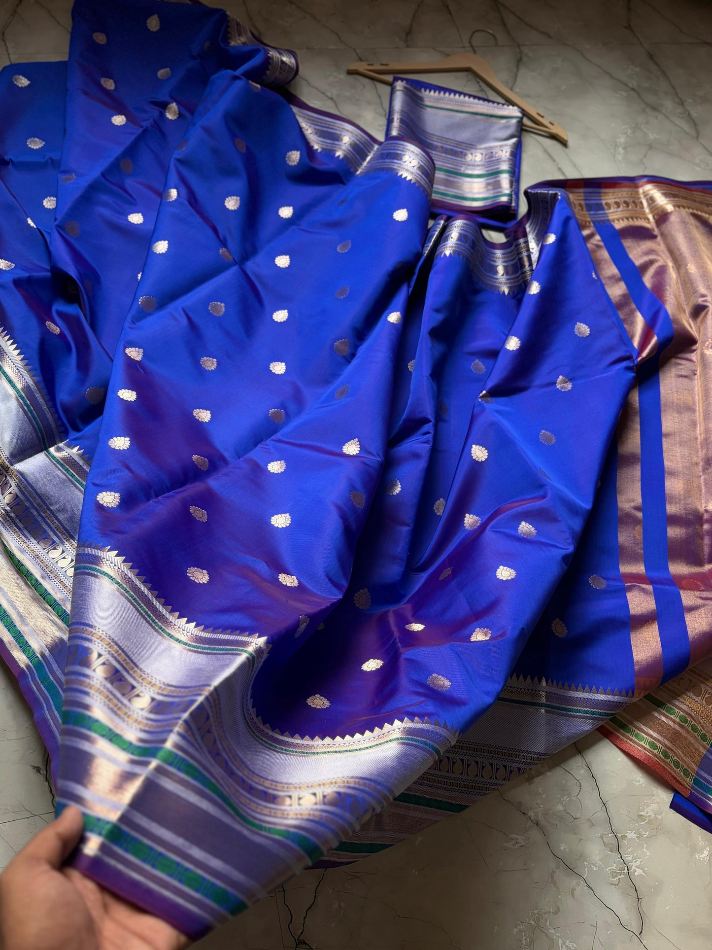 Royal Blue Banarasi Katan Silk Saree - RBBKS003