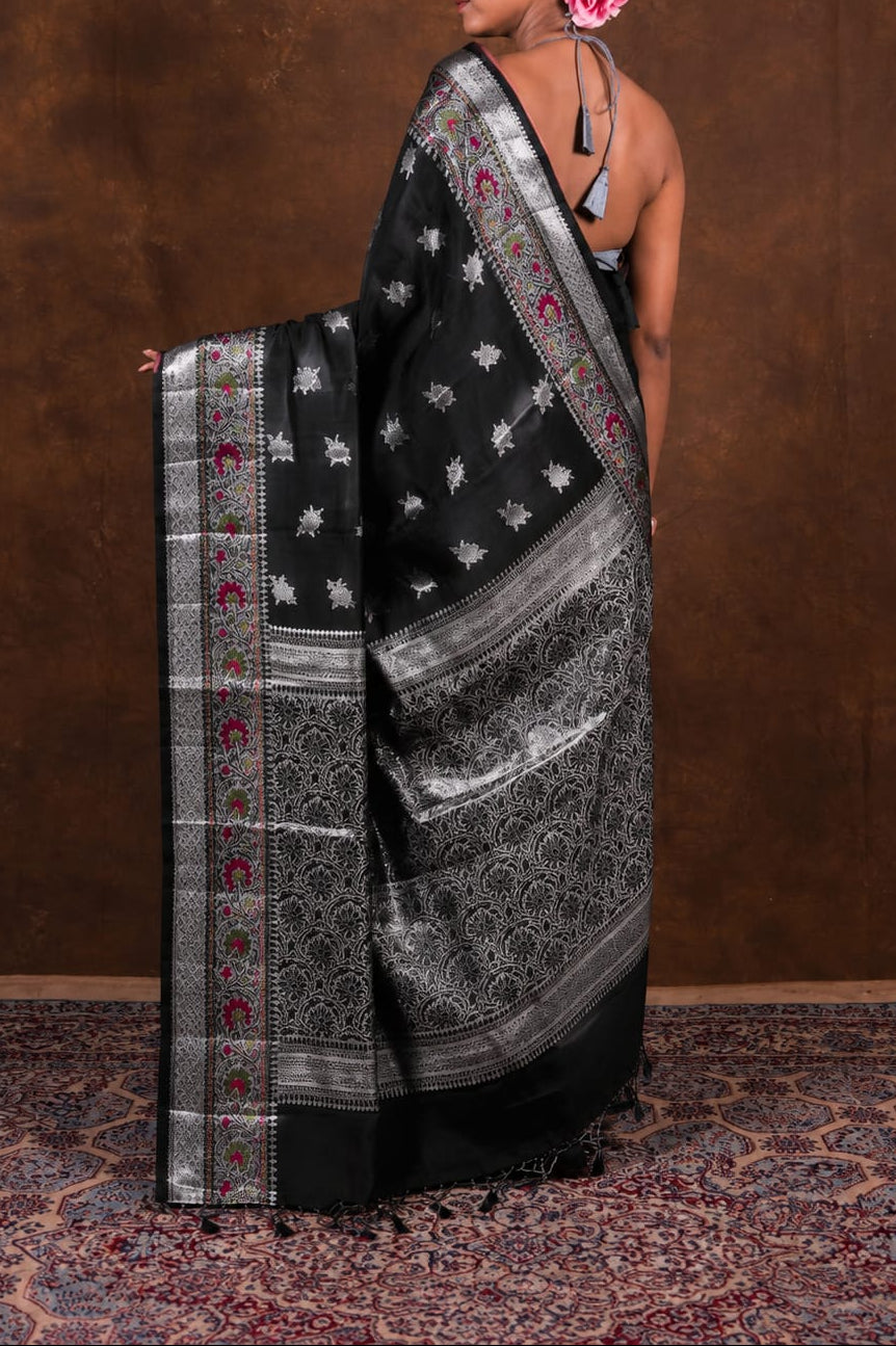 Banarasi Raw Mango Silk Saree with Mina Buta Design - BRMSMBB49