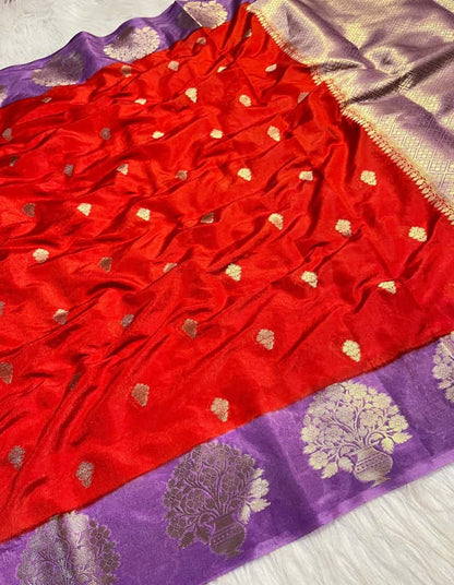 Semi Katan Silk Saree with Mint Contrast Border & Zari Buti Weaving - SKSSMCR02