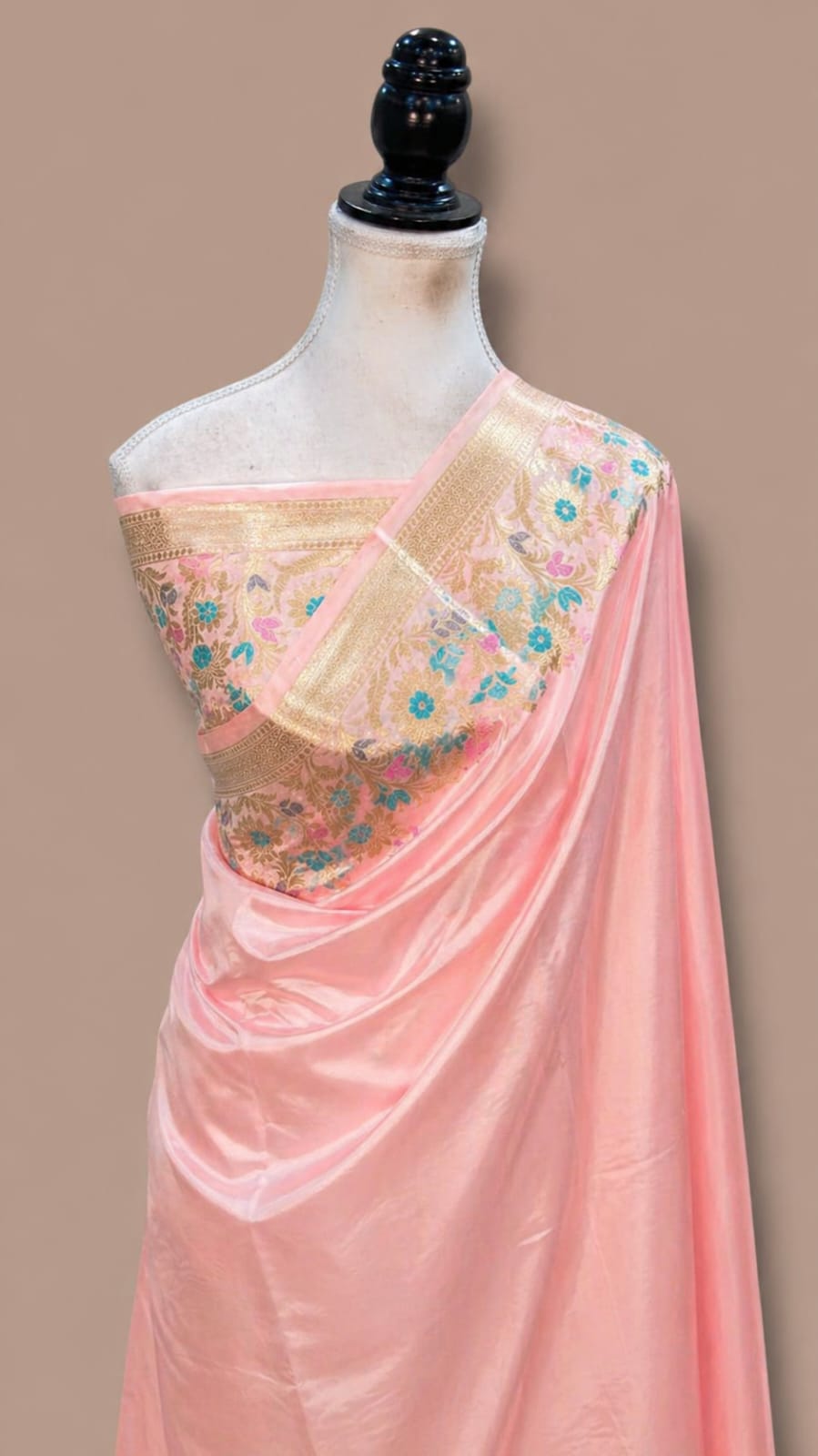 Banarasi Raw Mango Silk Saree with Floral Mina Border - BRMSLP110