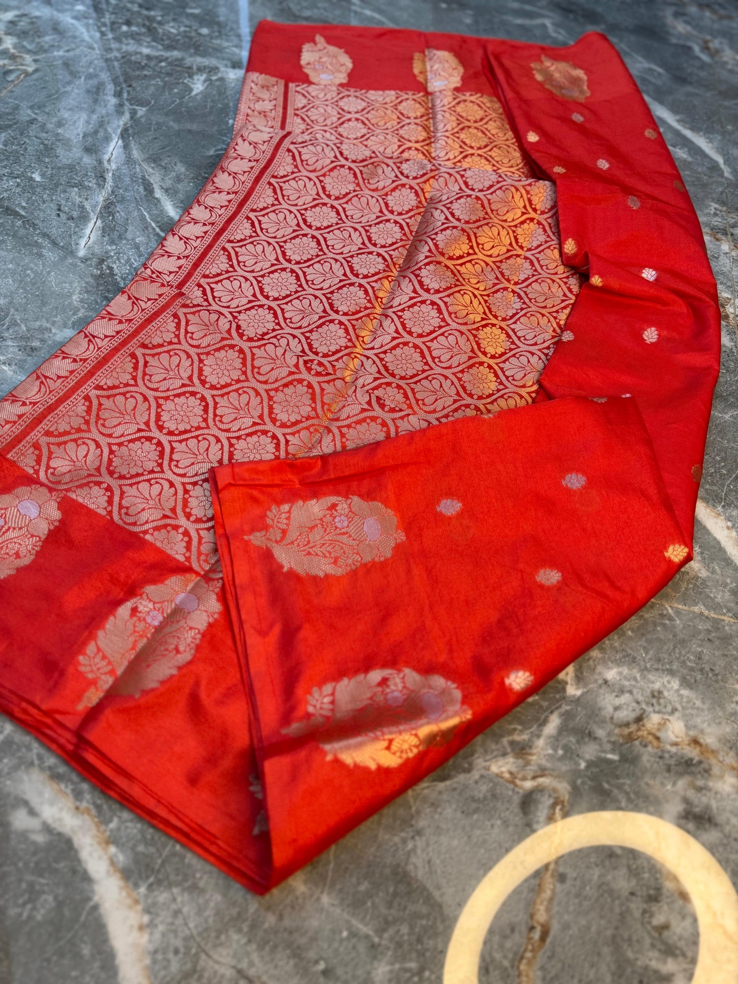 Banarasi Semi Katan Silk Saree with Sona Rupa Mina Buti - BSKSRD35