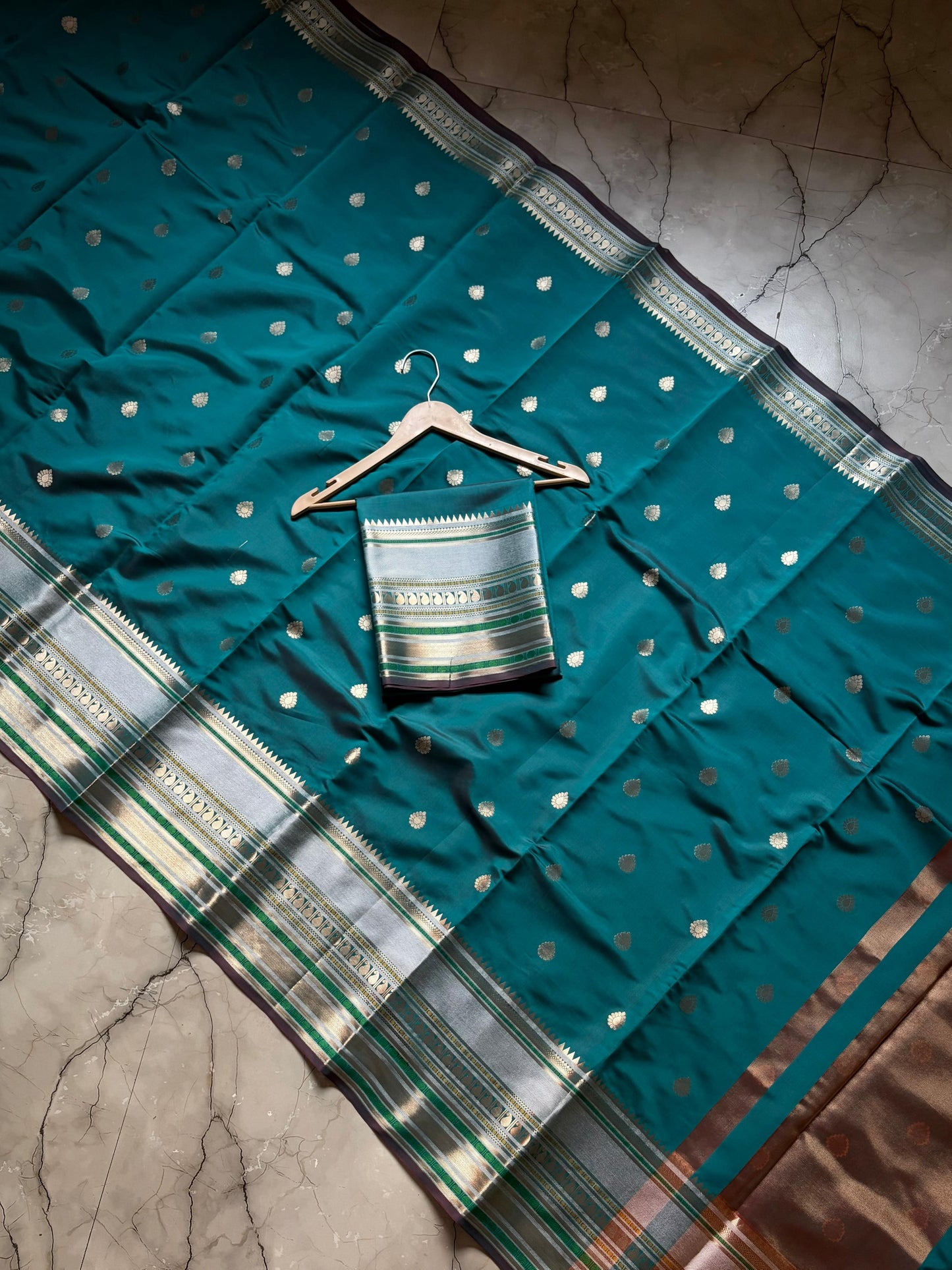 Royal Turquoise Blue Banarasi Katan Silk Saree - RTBBKS002