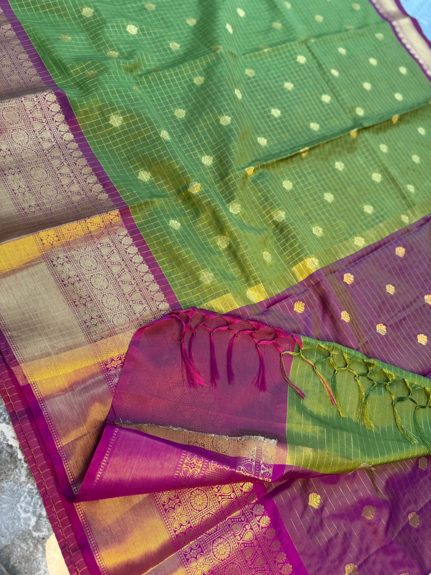 Banarasi Check Pattu Silk Saree - BCPSCGP98