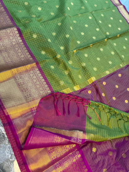 Banarasi Check Pattu Silk Saree - BCPSCGP98
