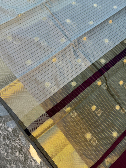 Banarasi Check Pattu Saree with Small Buti Design - BCPSBD065