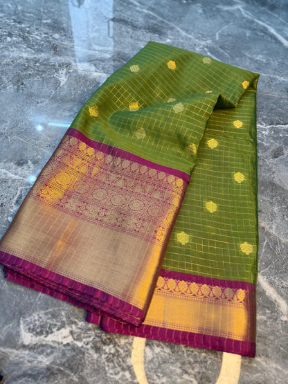 Banarasi Check Pattu Silk Saree - BCPSCGP98