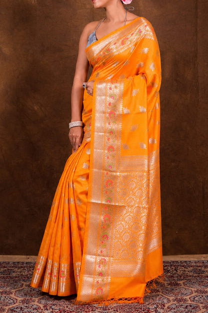 Banarasi Raw Mango Silk Saree with Mina Buta Design - BRMSMBO45