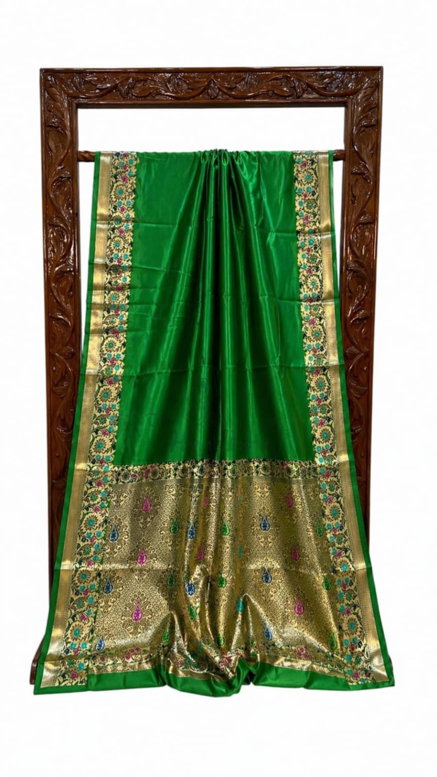 Banarasi Raw Mango Silk Saree with Floral Mina Border - BRMSDG105