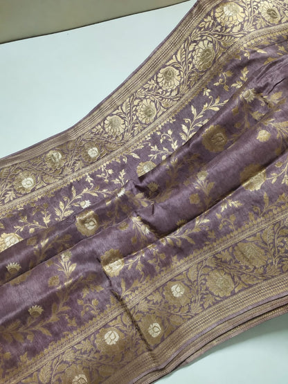 Luxury Banarasi Semi Katan Silk Saree with Intricate Jaal Weaving - BSKSJWP01