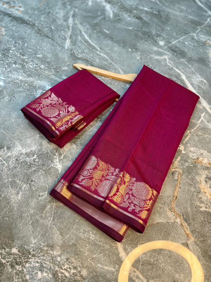 New Launch Banarasi Cotton Silk Saree | Self Colour Saree - BCSSCP75
