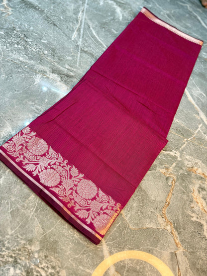 New Launch Banarasi Cotton Silk Saree | Self Colour Saree - BCSSCP75