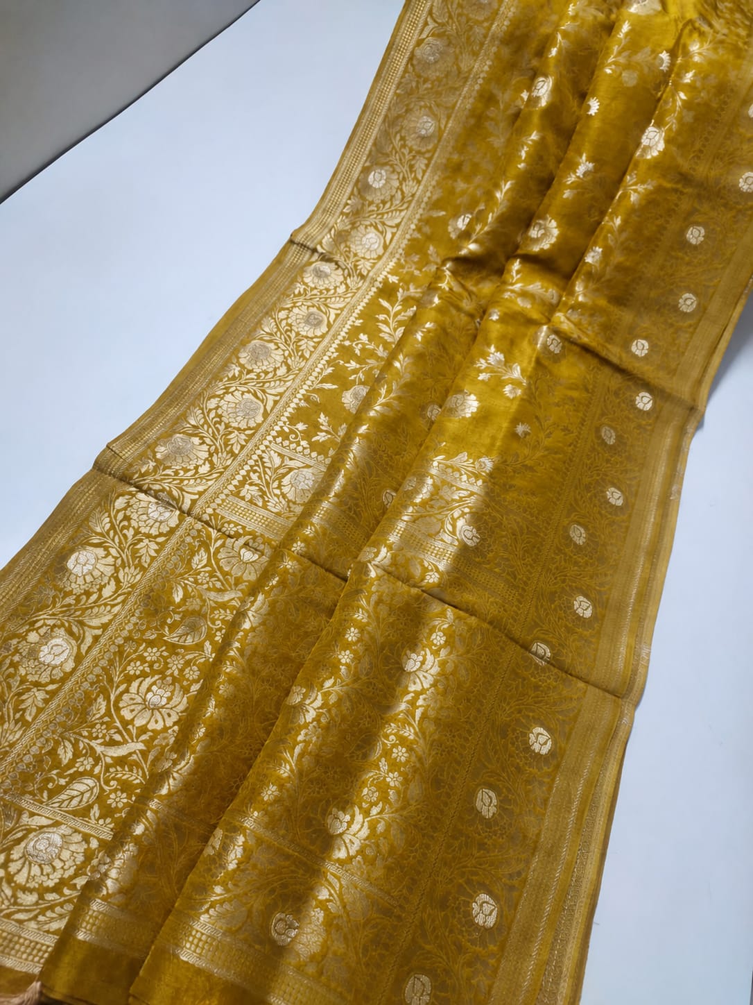 Luxury Banarasi Semi Katan Silk Saree with Intricate Jaal Weaving - BSKSJWMY04