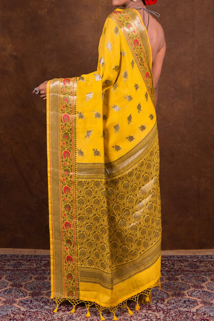 Banarasi Raw Mango Silk Saree with Mina Buta Design - BRMSMBY41