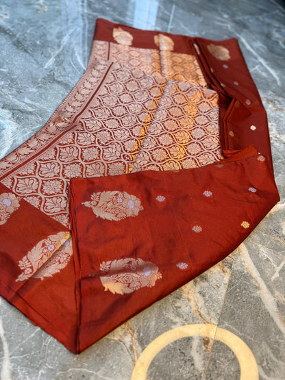 Banarasi Semi Katan Silk Saree with Sona Rupa Mina Buti - BSKSMN34