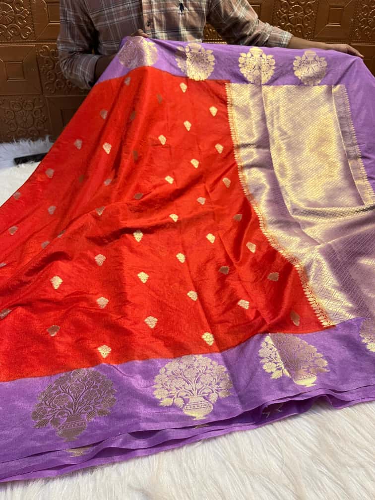 Semi Katan Silk Saree with Mint Contrast Border & Zari Buti Weaving - SKSSMCR02