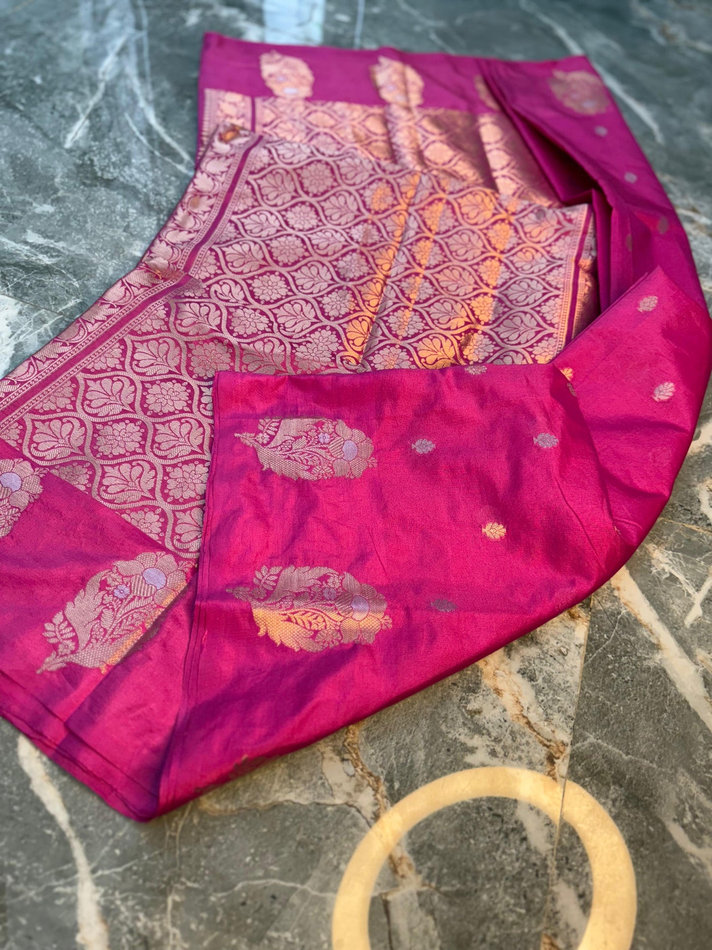 Banarasi Semi Katan Silk Saree with Sona Rupa Mina Buti - BSKSPK33