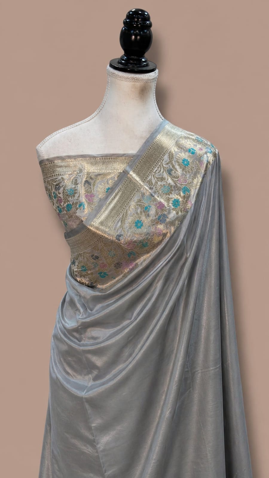 Banarasi Raw Mango Silk Saree with Floral Mina Border - BRMSLG107