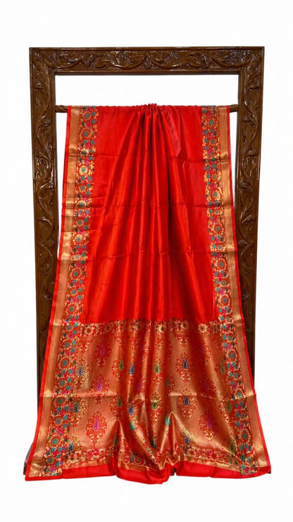 Banarasi Raw Mango Silk Saree with Floral Mina Border - BRMSRD108