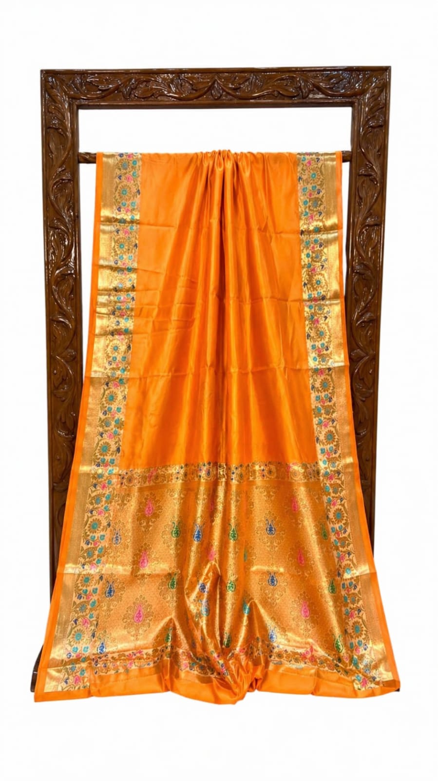 Banarasi Raw Mango Silk Saree with Floral Mina Border - BRMSOR102