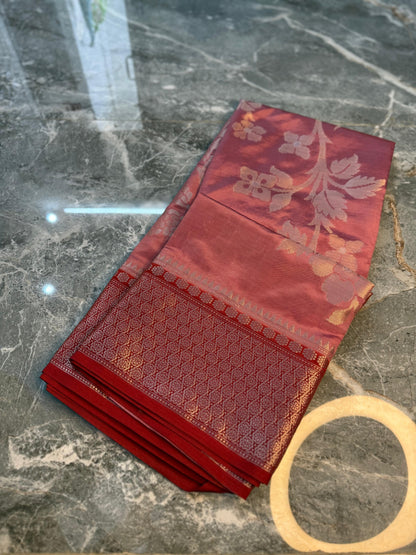 Banarasi Semi Katan Soft Silk Saree with Double Zari Aada Border - BSKSSLP053