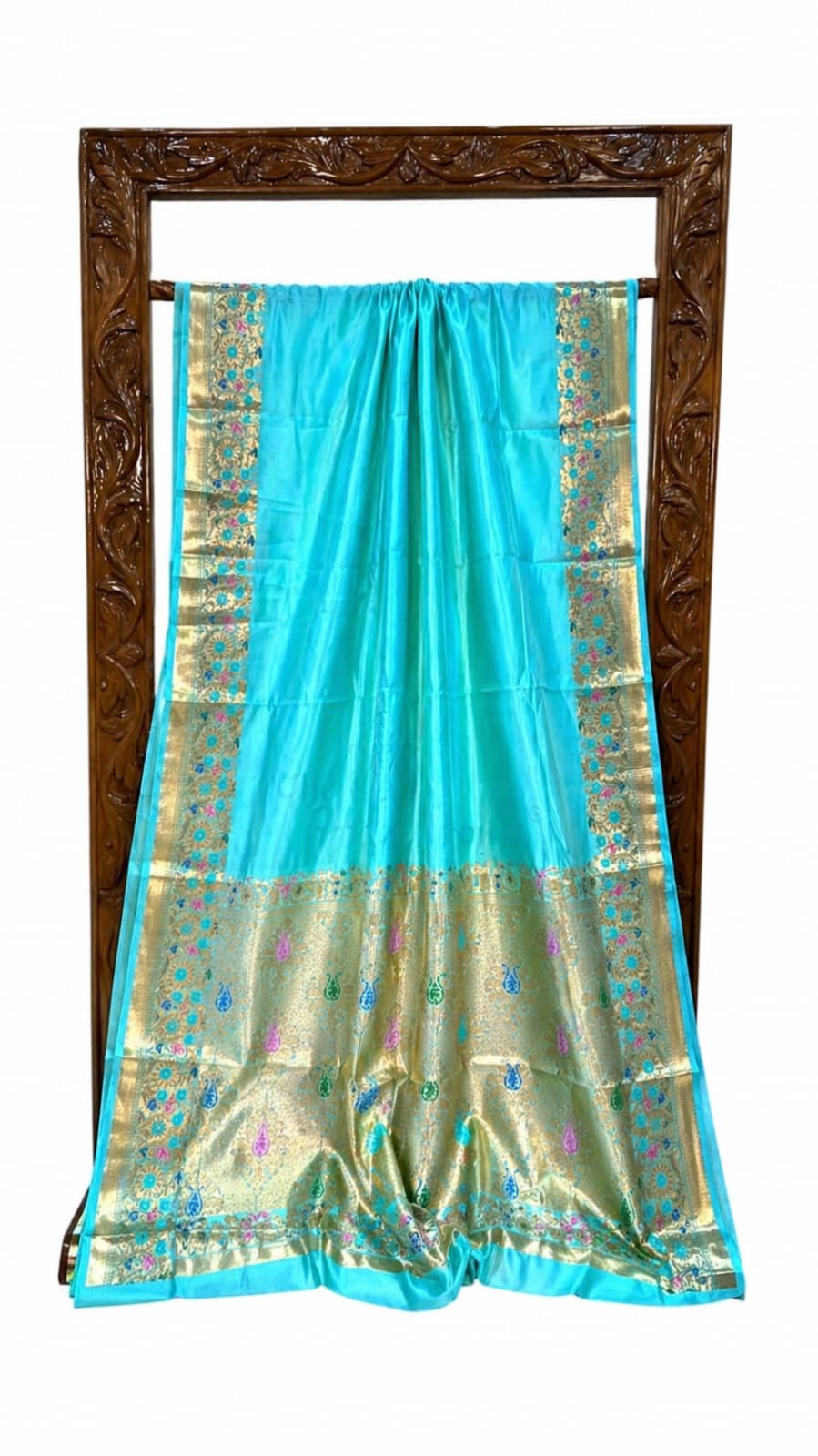 Banarasi Raw Mango Silk Saree with Floral Mina Border - BRMSLB103