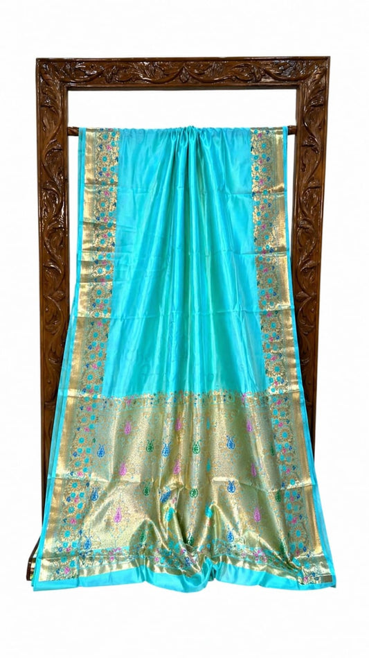Banarasi Raw Mango Silk Saree with Floral Mina Border - BRMSLB103