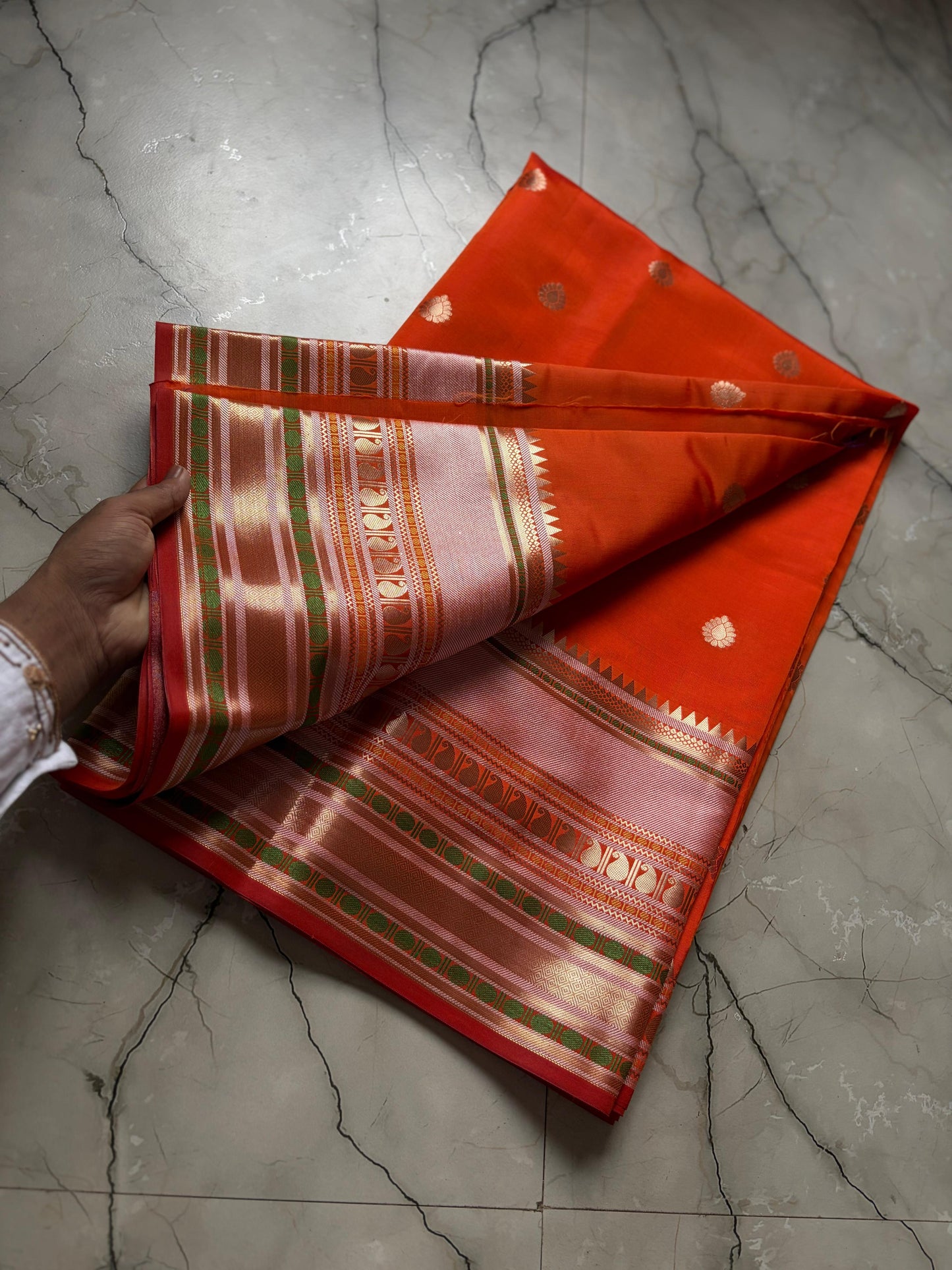 Royal Orange Banarasi Katan Silk Saree - ROBKS006