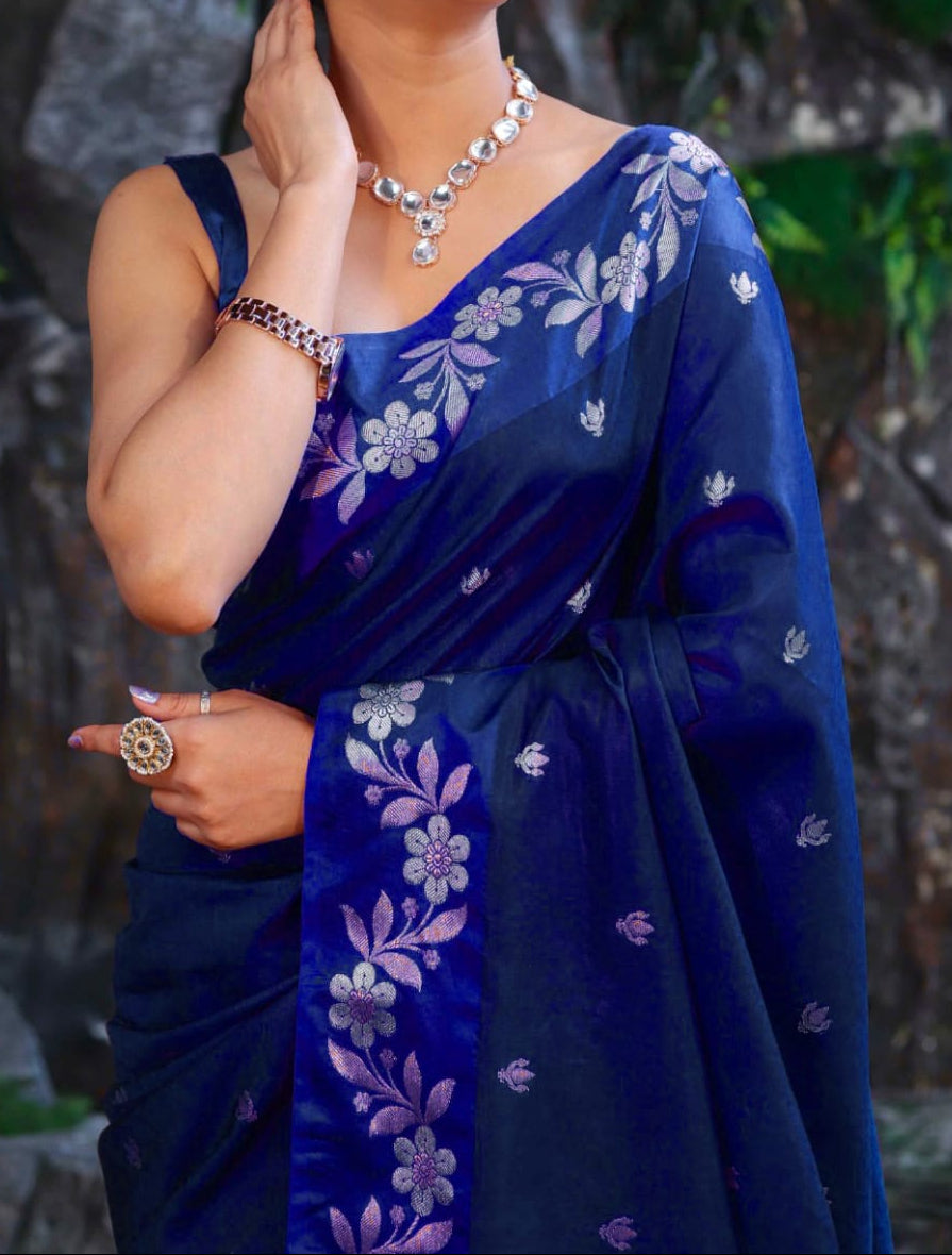 Premium Semi Katan Silk Saree - BSKSRB034