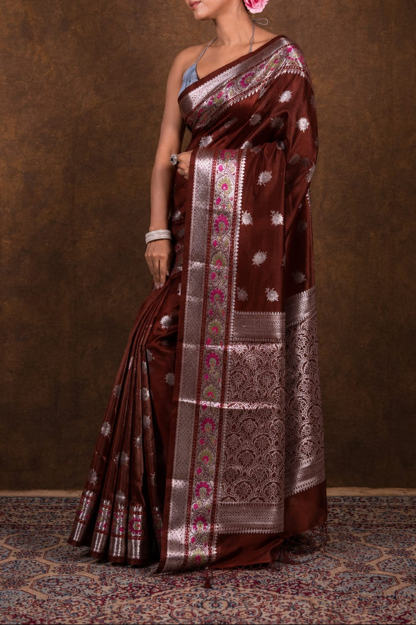 Banarasi Raw Mango Silk Saree with Mina Buta Design - BRMSMBB51