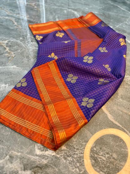 Banarasi Check Buta Soft Silk Saree - BCBSCB076