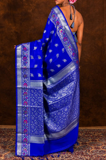 Banarasi Raw Mango Silk Saree with Mina Buta Design - BRMSMBB48