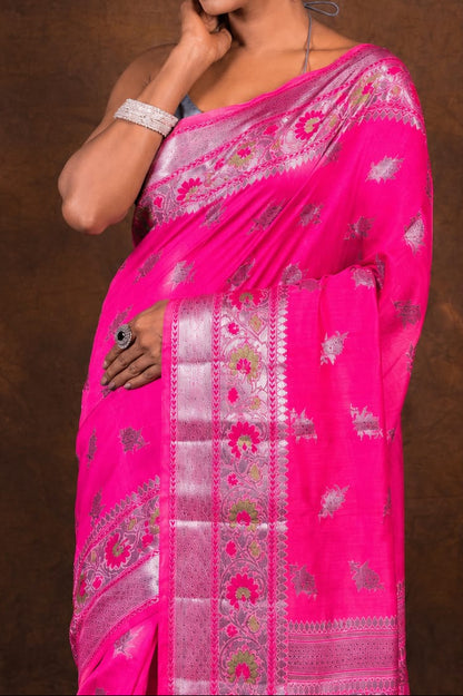 Banarasi Raw Mango Silk Saree with Mina Buta Design - BRMSMBDP44
